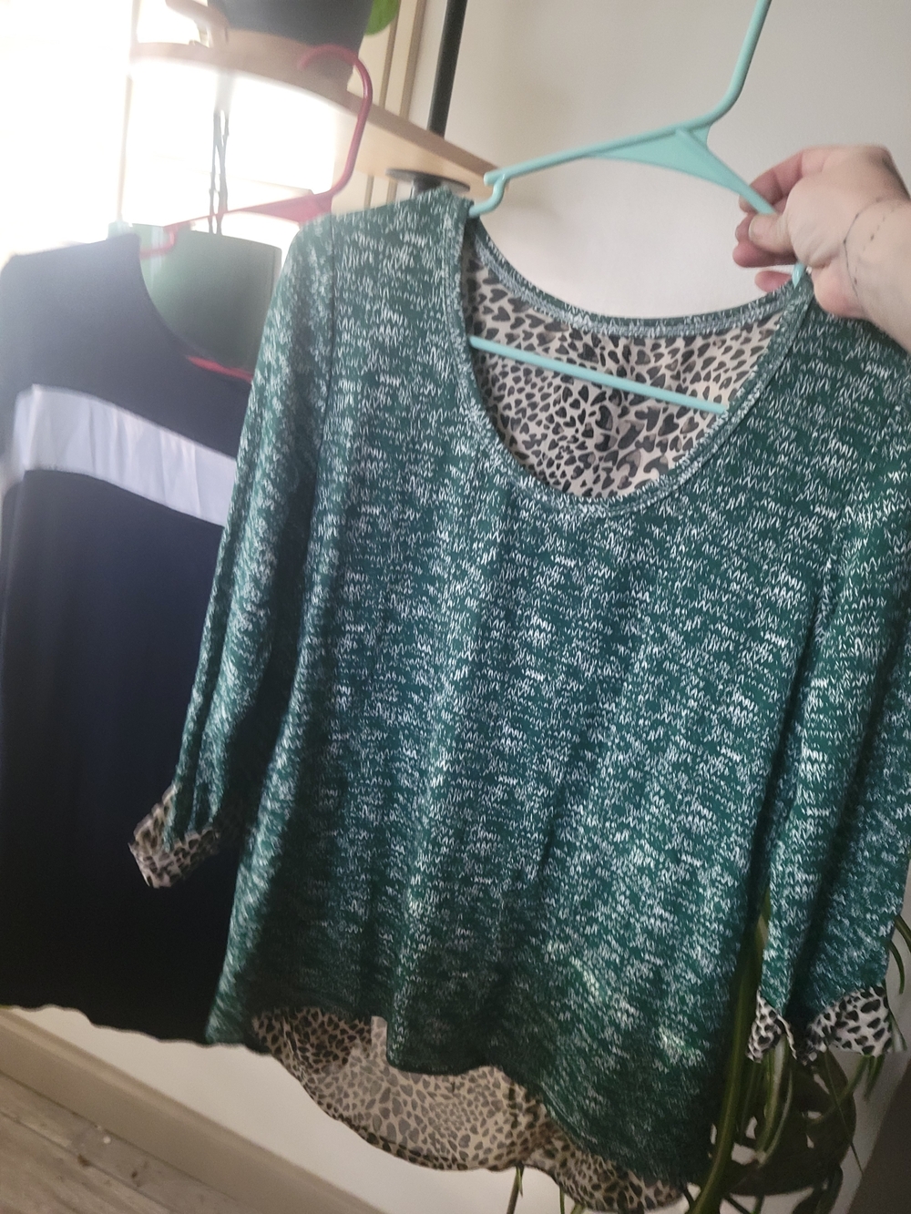 Bundle If 2 Spense Navy and White Striped Top & Green Lepard Print 3/4 Sleeve
